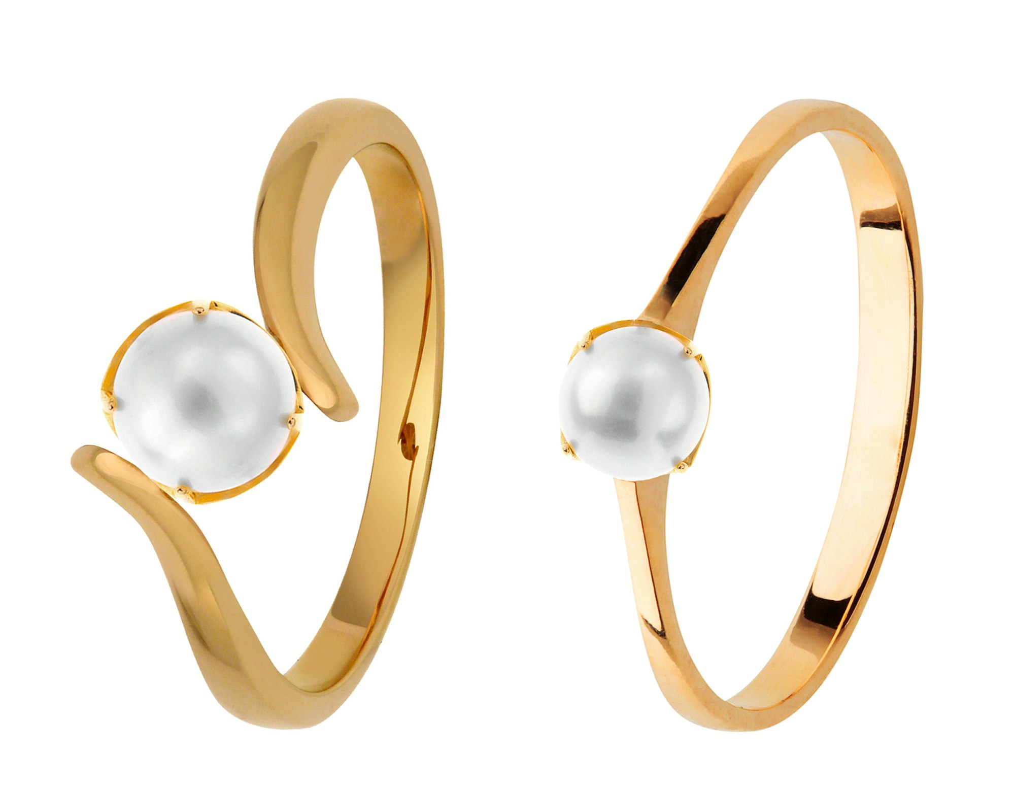 Golden Wedding Rings with pearl